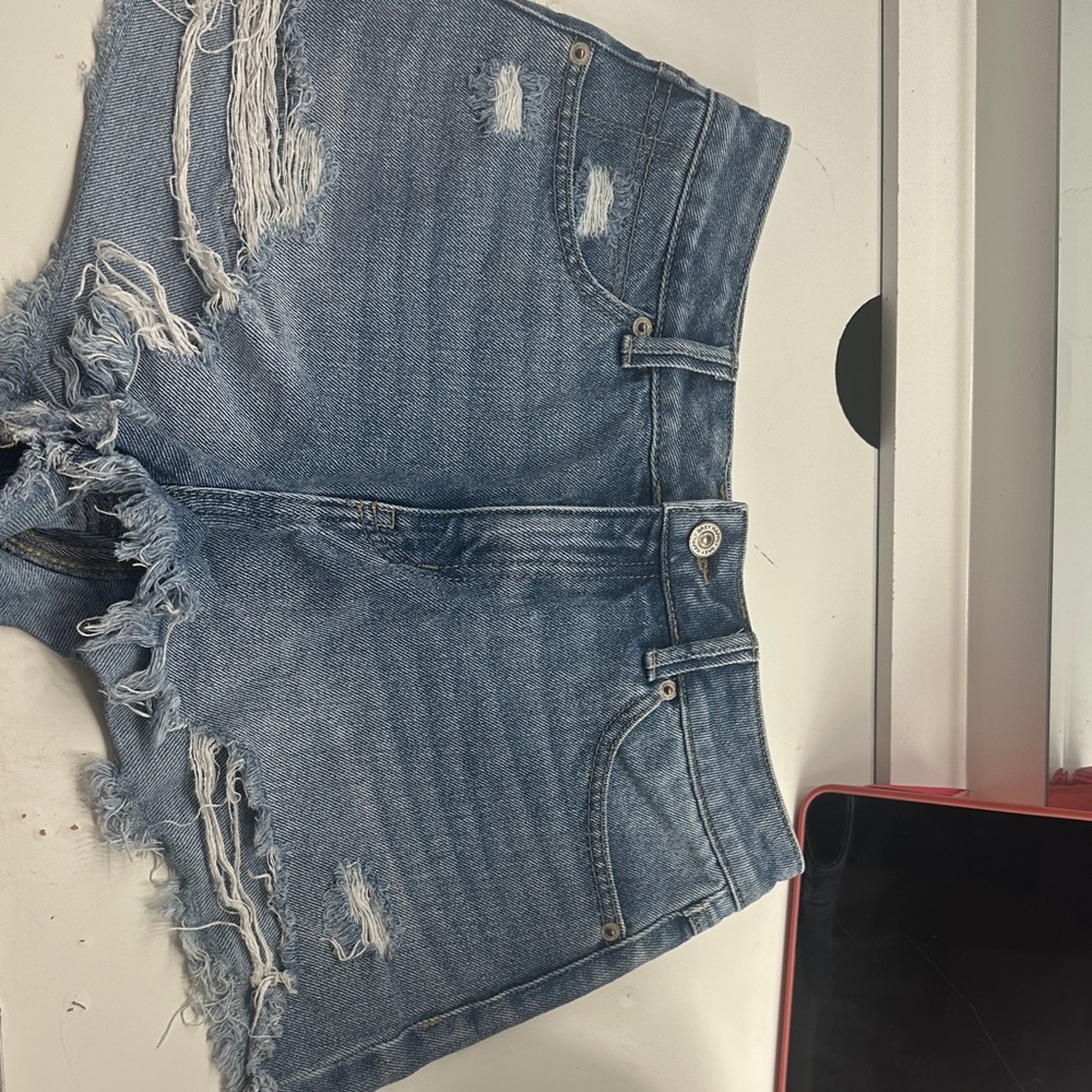 Classic Blue Distressed Jean Shorts